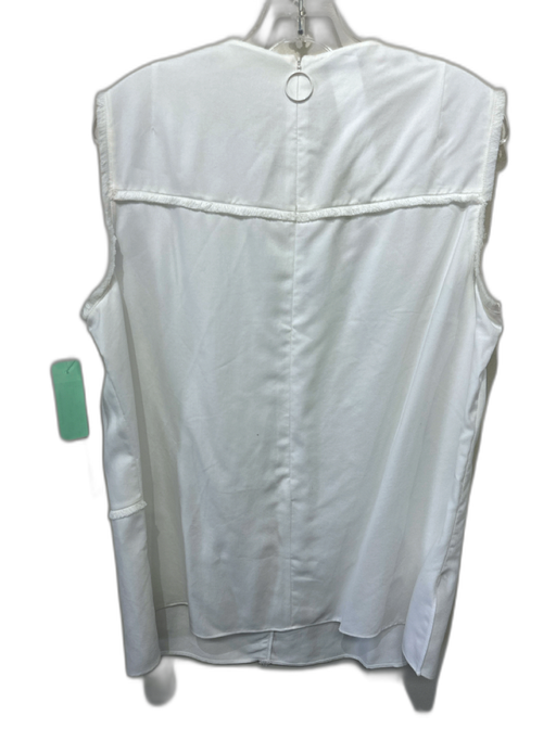 Akris Punto Size 14 White Lyocell Sleeveless Fringe Back Zip Top White / 14