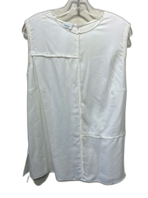 Akris Punto Size 14 White Lyocell Sleeveless Fringe Back Zip Top White / 14