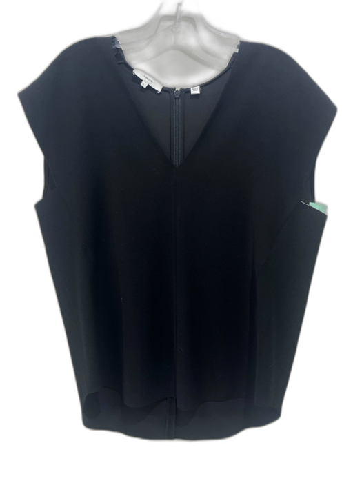 Vince Size L Black Polyester Cap Sleeve V Neck Top Black / L