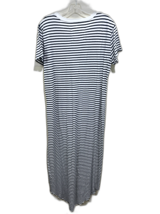 Frank & Eileen Size XL White & Navy Blue Cotton Short Sleeve Striped Midi Dress White & Navy Blue / XL