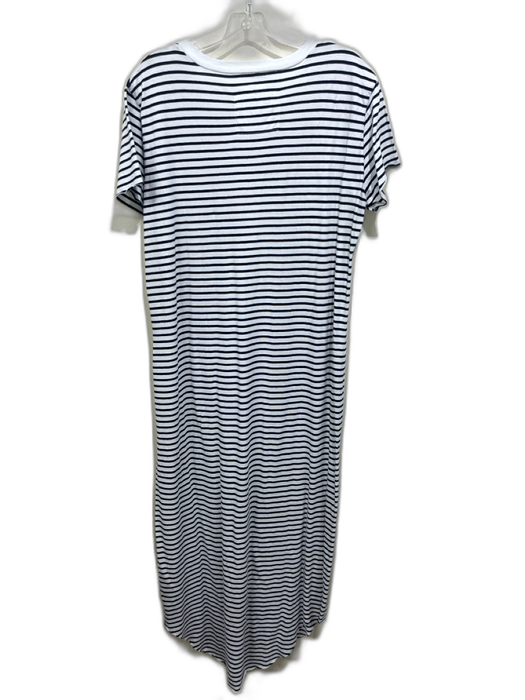 Frank & Eileen Size XL White & Navy Blue Cotton Short Sleeve Striped Midi Dress White & Navy Blue / XL