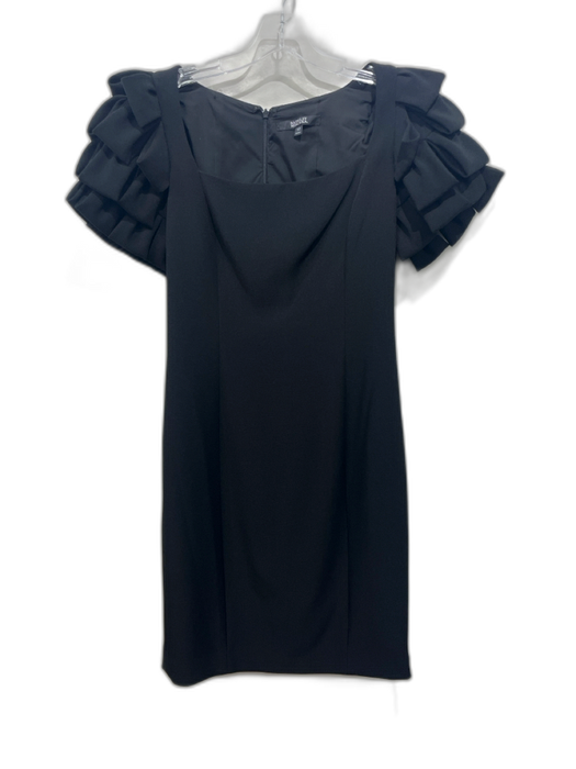 Badgley Mischka Size 12 Black Polyester Short Sleeve Square Neck Dress Black / 12
