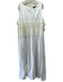 Fabiana Filippi Size XXL White & Cream Linen Sleeveless V Neck Tassels Dress White & Cream / XXL