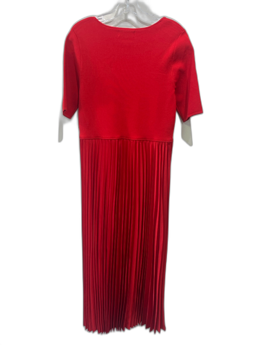 Elie Tahari Size L Red Polyester & Viscose Short Sleeve Knit Midi Dress Red / L