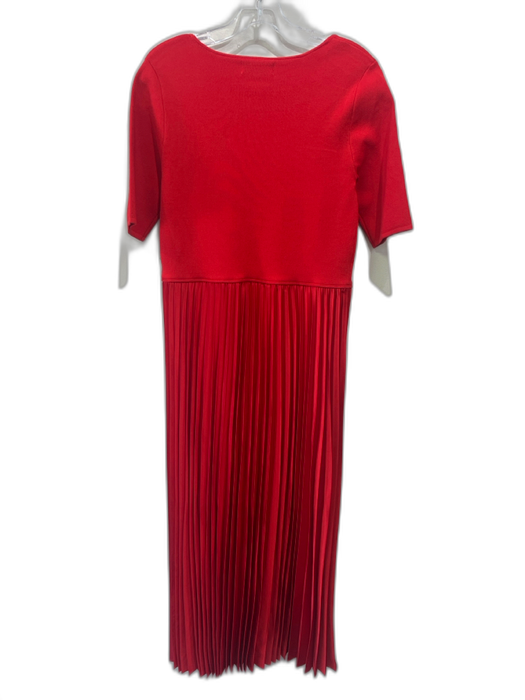 Elie Tahari Size L Red Polyester & Viscose Short Sleeve Knit Midi Dress Red / L