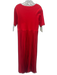 Elie Tahari Size L Red Polyester & Viscose Short Sleeve Knit Midi Dress Red / L