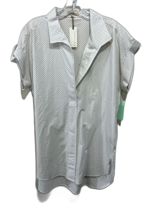 Sarah Alexandra Size L White & Gray Cotton & Cashmere Short Sleeve stars Top White & Gray / L