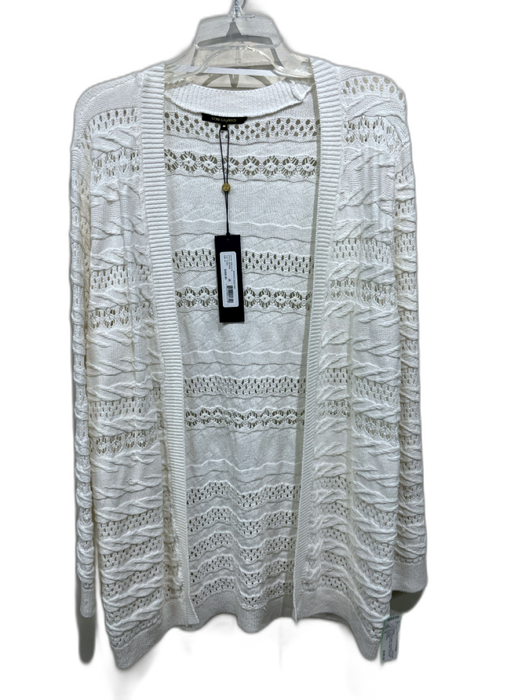 Kobi Halperin Size M White Cotton Long Sleeve Loose Knit Cable Knit Cardigan White / M