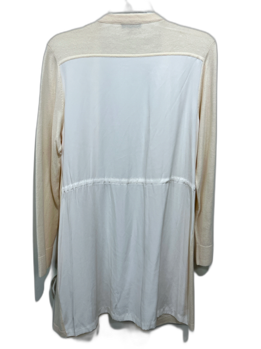 Lafayette 148 Size M Cream & White Wool & Silk Long Sleeve Fabric Block Cardigan Cream & White / M