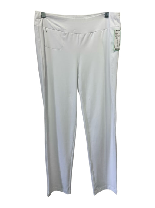 J. McLaughlin Size M White Nylon & Spandex Elastic Waistband Zip Pocket Pants White / M