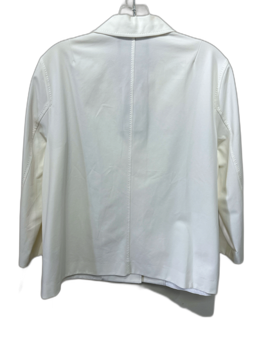 Lafayette 148 Size S White Cotton & Polyamide Patch Pockets Buttons Jacket White / S