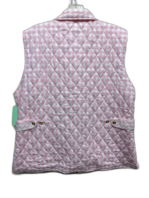 Hinson Wu Size 1/S Pink & White Cotton Zip Up Quilted Flap Pockets Vest Pink & White / 1/S