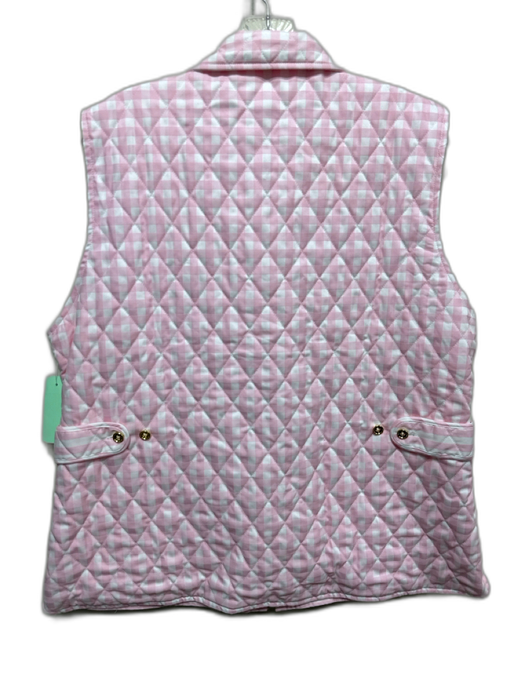 Hinson Wu Size 1/S Pink & White Cotton Zip Up Quilted Flap Pockets Vest Pink & White / 1/S