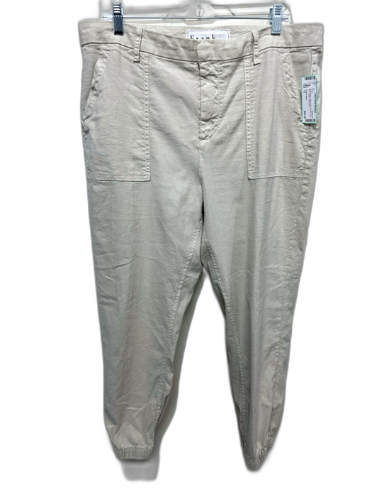 Frank & Eileen Size 12 Khaki Beige Cotton & Flax Zip Fly High Rise Jogger Pants Khaki Beige / 12