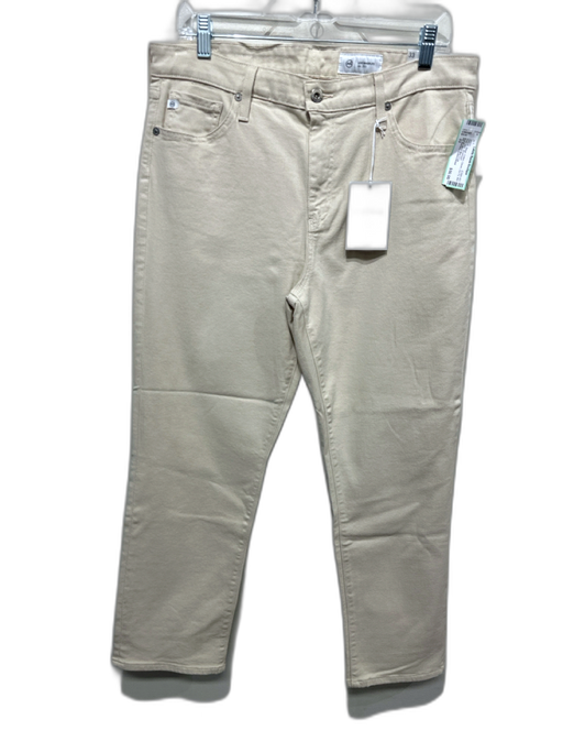 AG Adriano Goldschmied Size 33 Beige Cotton Denim Zip Fly Mid Rise Slim Jeans Beige / 33