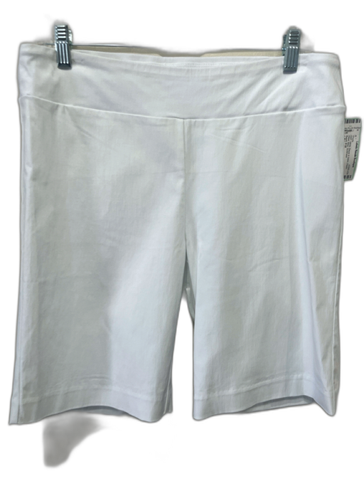 J. McLaughlin Size 12 White Rayon & Nylon Elastic Waist Biker Shorts White / 12
