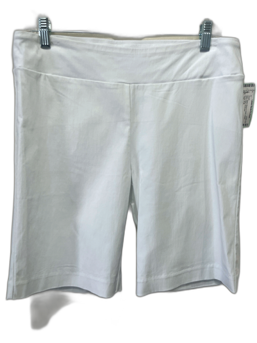 J. McLaughlin Size 12 White Rayon & Nylon Elastic Waist Biker Shorts White / 12
