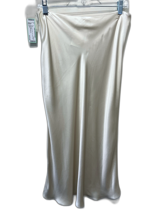 Sablyn Size L Cream White Silk Side Zip Midi Skirt Cream White / L