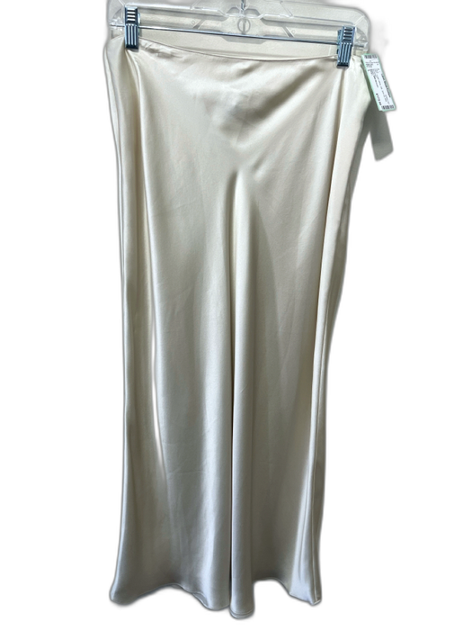 Sablyn Size L Cream White Silk Side Zip Midi Skirt Cream White / L