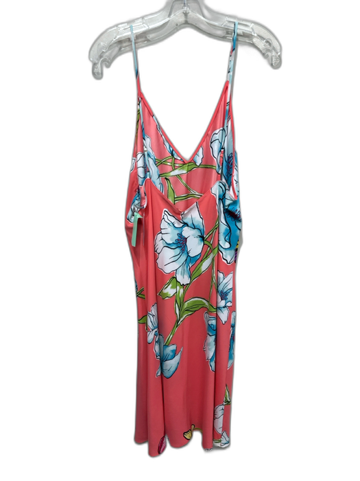 Natori Size XL Orange, Blue, Green Polyester Floral Slip dress Satin Dress Orange, Blue, Green / XL