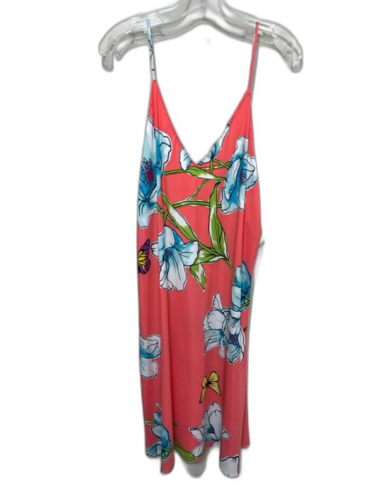 Natori Size XL Orange, Blue, Green Polyester Floral Slip dress Satin Dress Orange, Blue, Green / XL