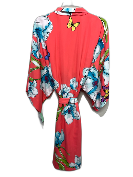 Natori Size XL Orange, Blue, Green Polyester Floral Wrap Satin Sash Inc Robe Orange, Blue, Green / XL