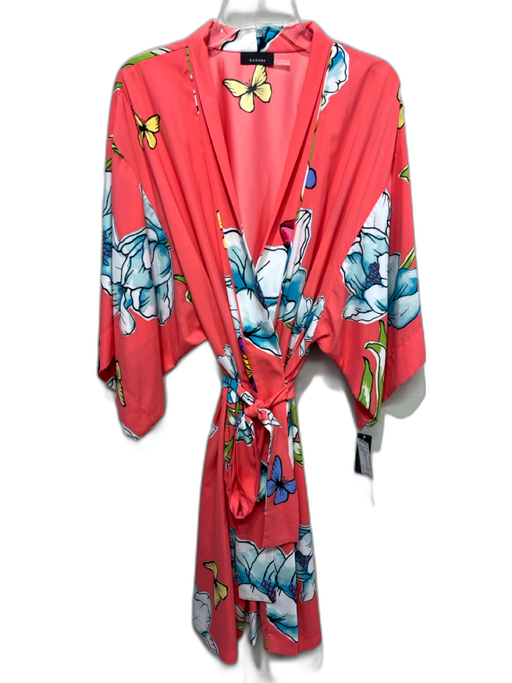 Natori Size XL Orange, Blue, Green Polyester Floral Wrap Satin Sash Inc Robe Orange, Blue, Green / XL