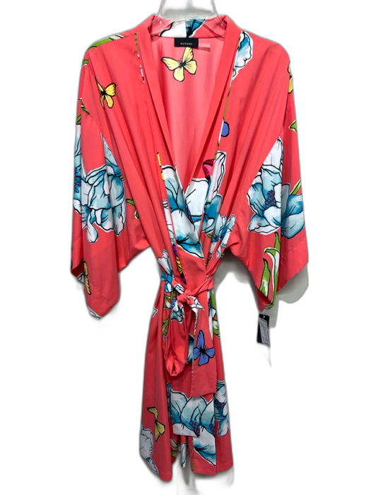 Natori Size XL Orange, Blue, Green Polyester Floral Wrap Satin Sash Inc Robe Orange, Blue, Green / XL