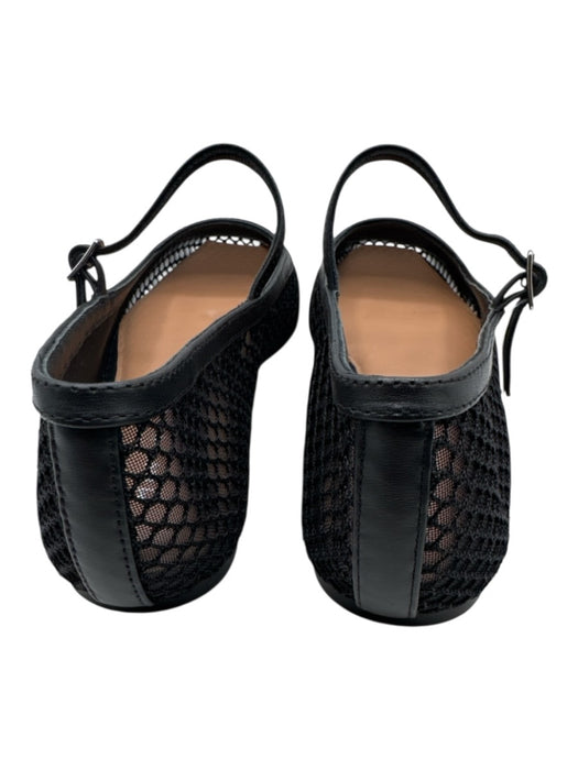 Mint Velvet Shoe Size 41 Black Synthetic Knit Silver Buckle Mesh Flats Black / 41