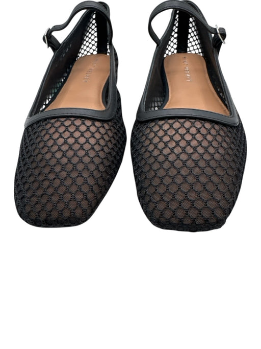 Mint Velvet Shoe Size 41 Black Synthetic Knit Silver Buckle Mesh Flats Black / 41