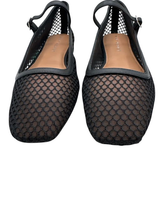 Mint Velvet Shoe Size 41 Black Synthetic Knit Silver Buckle Mesh Flats Black / 41