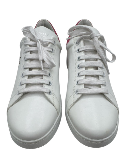 Mulberry Shoe Size 41 White & Pink Leather Color Block lace up Low Top Sneakers White & Pink / 41