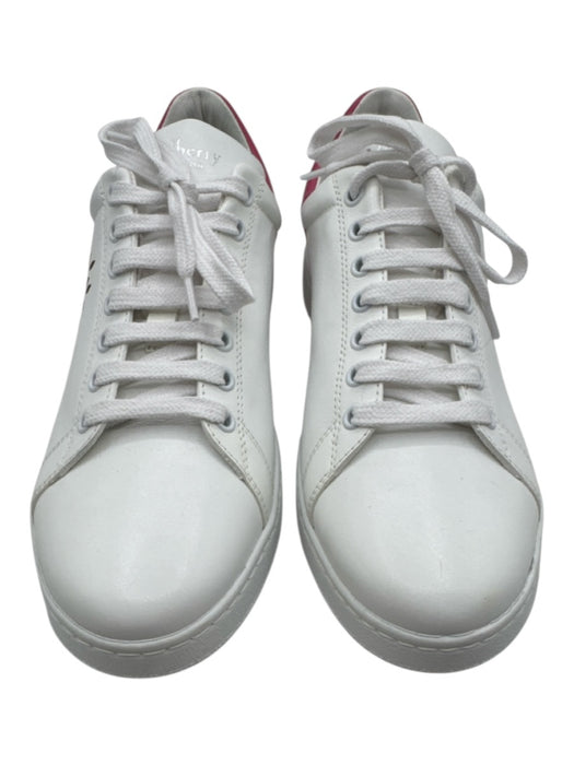 Mulberry Shoe Size 41 White & Pink Leather Color Block lace up Low Top Sneakers White & Pink / 41