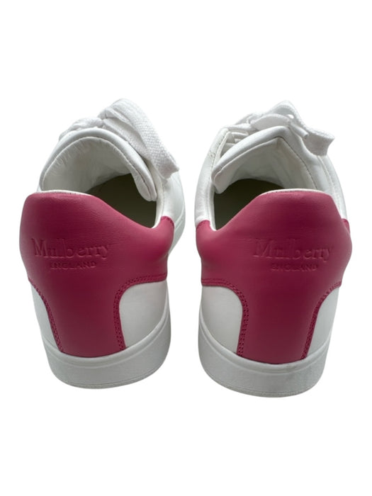 Mulberry Shoe Size 41 White & Pink Leather Color Block lace up Low Top Sneakers White & Pink / 41