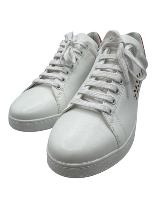 Mulberry Shoe Size 41 White & Pink Leather Color Block lace up Low Top Sneakers White & Pink / 41