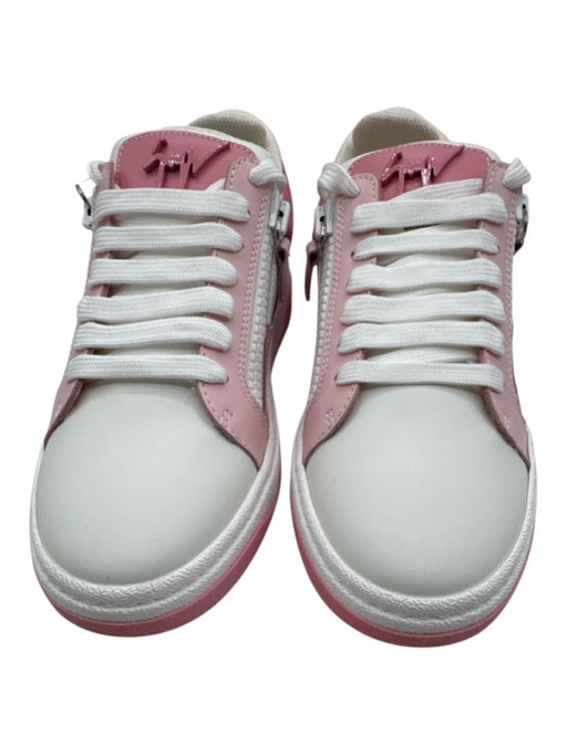Giuseppe Zanotti Shoe Size 39.5 Pink & White Leather Lace Up Low Top Sneakers Pink & White / 39.5