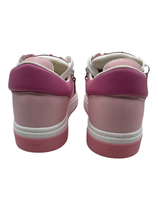 Giuseppe Zanotti Shoe Size 39.5 Pink & White Leather Lace Up Low Top Sneakers Pink & White / 39.5