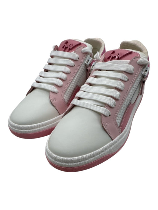 Giuseppe Zanotti Shoe Size 39.5 Pink & White Leather Lace Up Low Top Sneakers Pink & White / 39.5