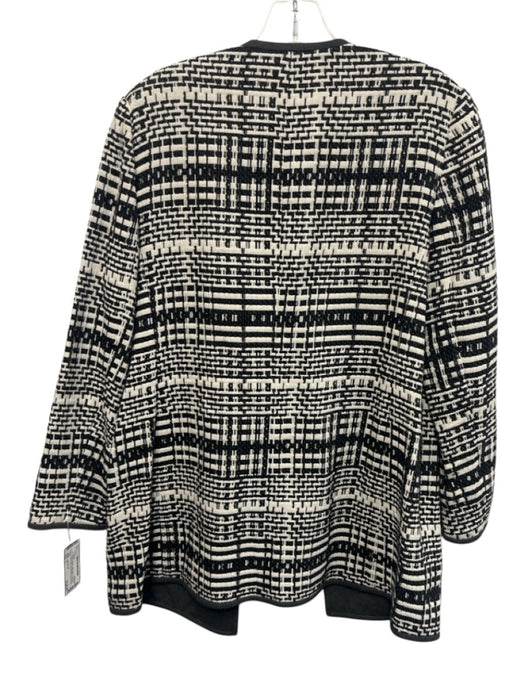 Lafayette 148 Size 6 Black & White Cotton Blend Textured Open Front Jacket Black & White / 6