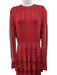 Lela Rose Size L Red Viscose Blend Metallic Zip Back Round Neck Dress Red / L