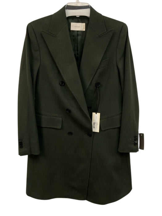 SUISTUDIO Size 12 Dark Green Wool 2 Buttons Peak Lapels Long Sleeve Jacket Dark Green / 12
