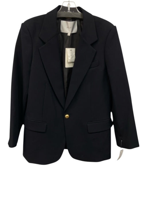 A.L.C. Size 12 Navy Poly Blend Flap Pocket Peak Lapels cuffed sleeve Jacket Navy / 12
