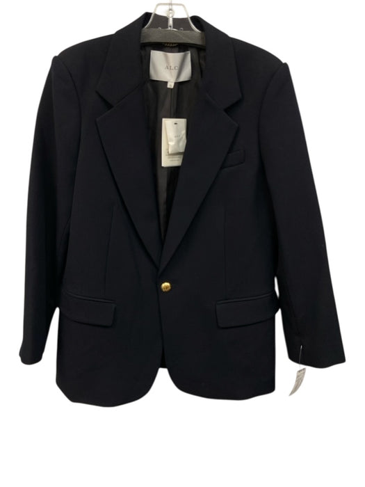 A.L.C. Size 12 Navy Poly Blend Flap Pocket Peak Lapels cuffed sleeve Jacket Navy / 12