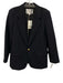 A.L.C. Size 12 Navy Poly Blend Flap Pocket Peak Lapels cuffed sleeve Jacket Navy / 12