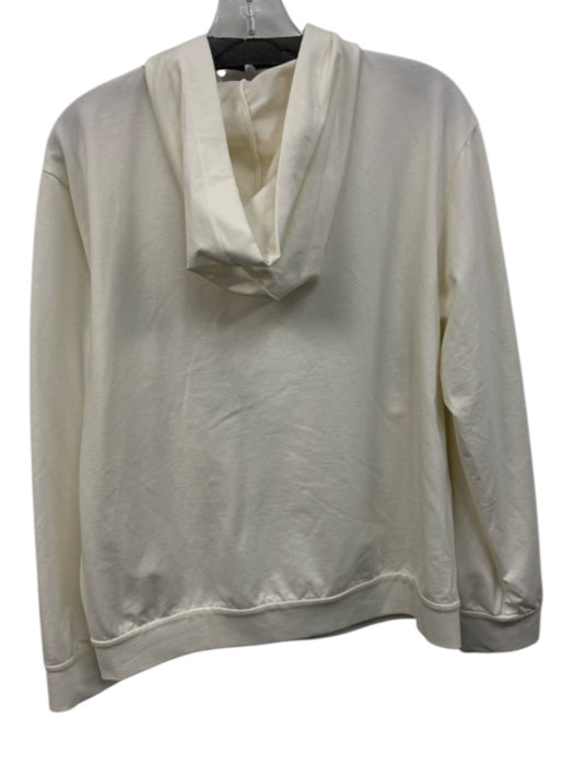 Brunello Cucinelli Size L Cream Cotton Blend Zip Front Hooded Long Sleeve Jacket Cream / L