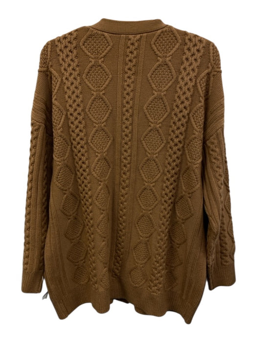 Elie Tahari Size M Brown Merino Wool V Neck Cable Knit Button Front Cardigan Brown / M