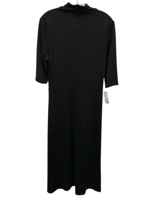 Vince Size L Black Poly Blend Zip Back 3/4 Sleeve Maxi Dress Black / L