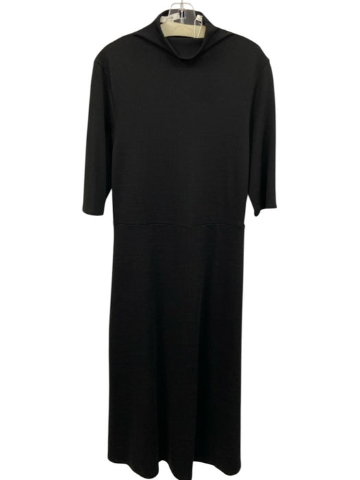 Vince Size L Black Poly Blend Zip Back 3/4 Sleeve Maxi Dress Black / L