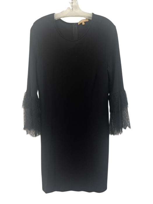 Michael Kors Size 12 Black Rayon Blend Zip Back 3/4 Sleeve Knee Length Dress Black / 12
