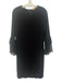 Michael Kors Size 12 Black Rayon Blend Zip Back 3/4 Sleeve Knee Length Dress Black / 12